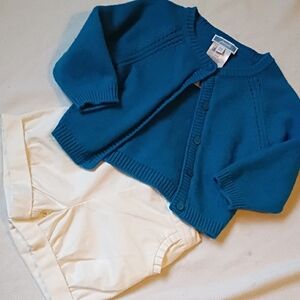 Jacadi Blue Wool Sweater And White Shorts